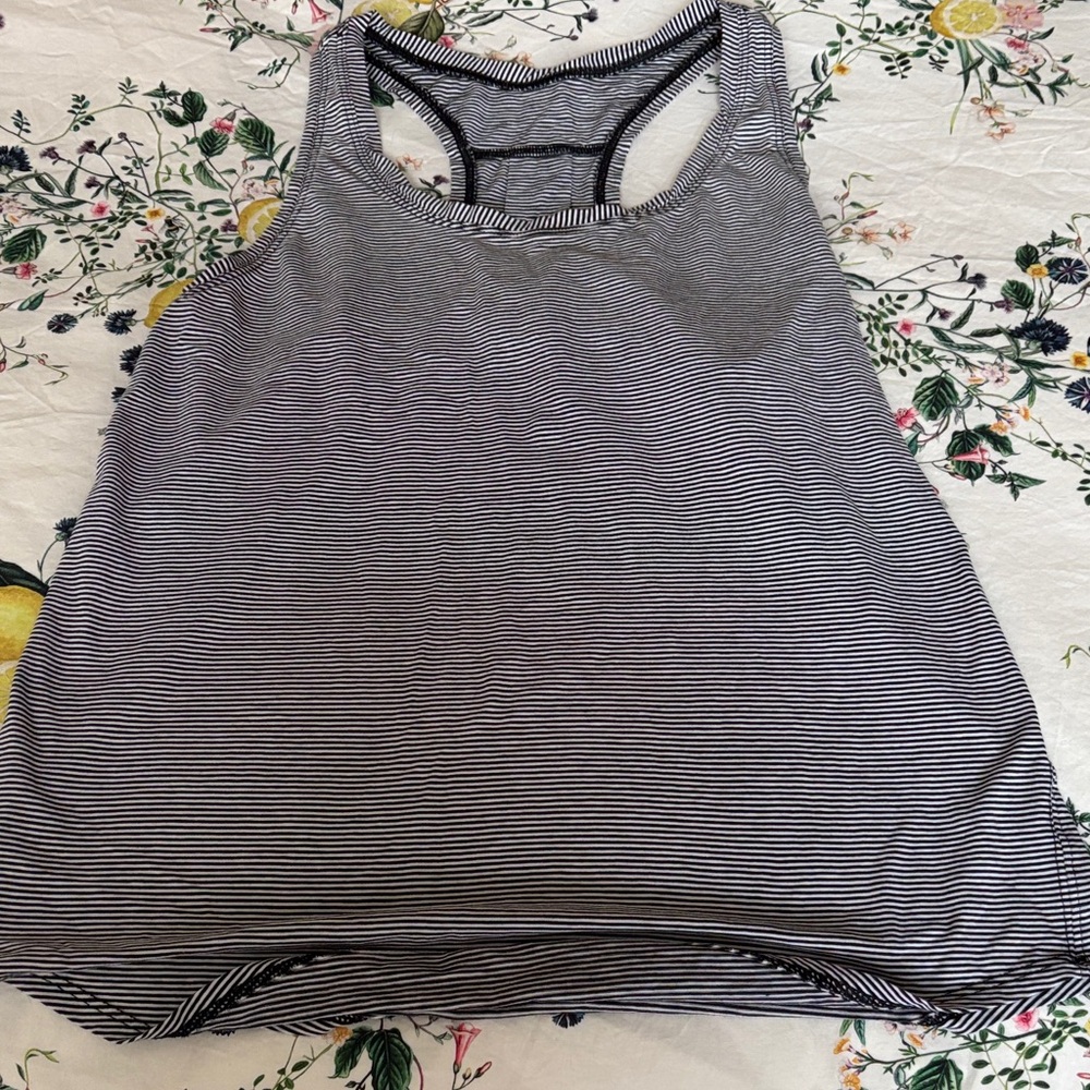 lululemon athletica Black and White Striped Tank Top